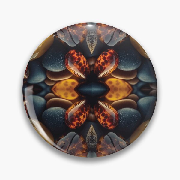 Item preview, Polished Amber & River Stones - 3D Symmetrical Kaleidoscope Pattern designed and sold by M3A Art.