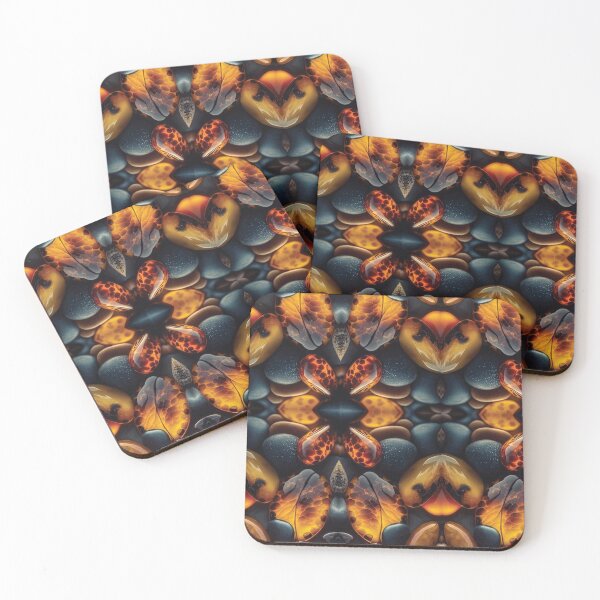 Item preview, Polished Amber & River Stones - 3D Symmetrical Kaleidoscope Pattern designed and sold by M3A Art.