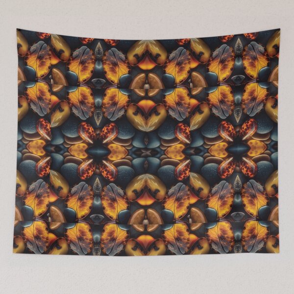 Item preview, Polished Amber & River Stones - 3D Symmetrical Kaleidoscope Pattern designed and sold by M3A Art.