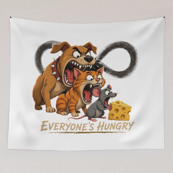 Item preview, Funny Cat and Mouse Food Chain Illustration designed and sold by LOLKart.
