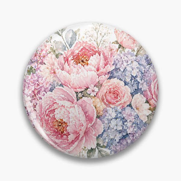 Item preview, Soft Pastel Watercolor Peony & Hydrangea Bouquet – Feminine Floral Garden Art designed and sold by AnyseDesign.