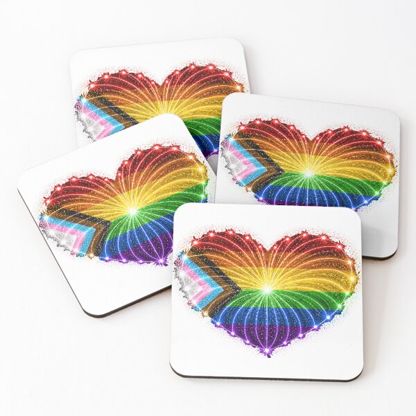 Item preview, HEART ON FIRE – STREAKS OF PRIDE ⚡✨ – LOVE BURST EDITION - Progressive Pride -modern inclusive spectrum- HEART - any backgrounds designed and sold by WheelieGdArt.