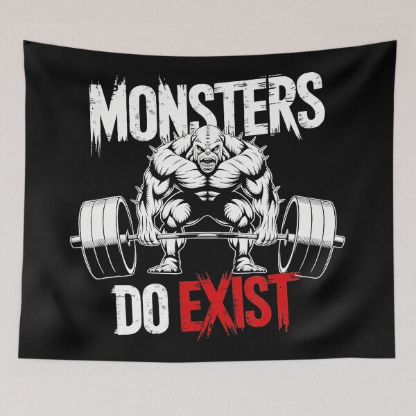 Item preview, Monsters Do Exist Gym Horror Quote Gothic designed and sold by eliramaison.