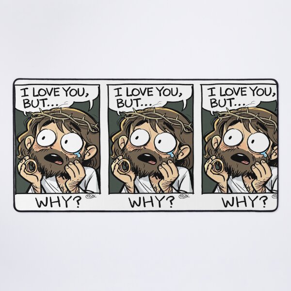 Item preview, I Love You But Why Wide Eyed Cartoon Jesus designed and sold by Piotrek0001.