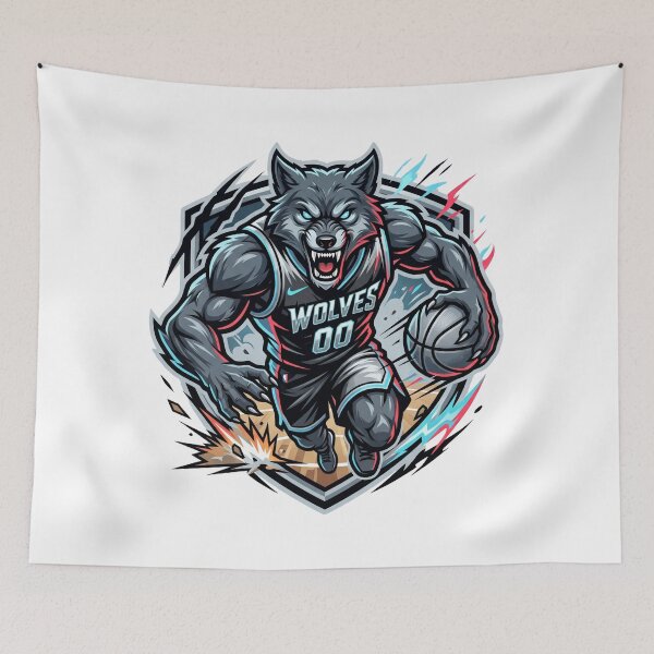 Item preview, Angry Wolf Basketball Player Sports Mascot Logo designed and sold by Pandora´s Box.