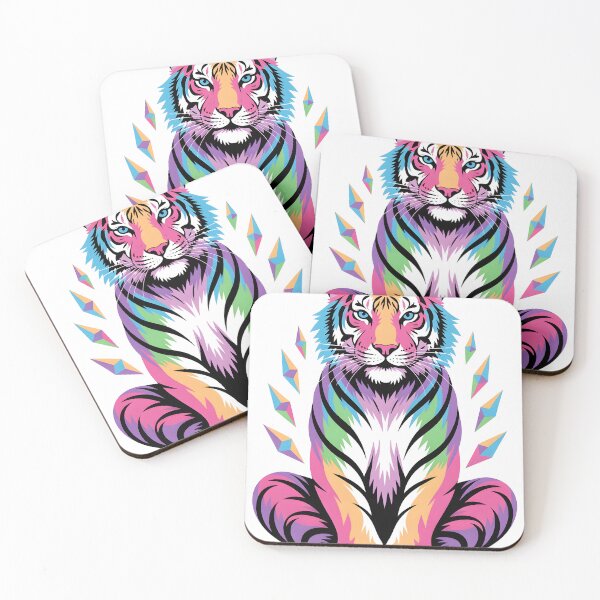 Item preview, Rainbow Neon Tiger Yoga – Vibrant Cyberpunk Animal Art designed and sold by RBToper.