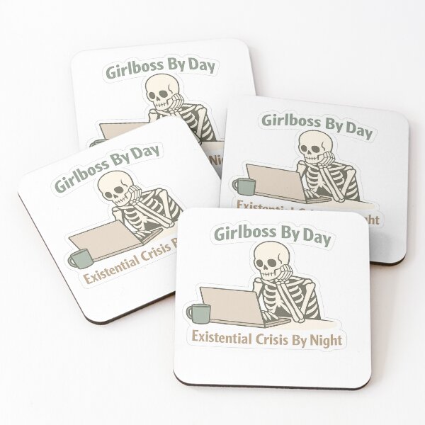 Item preview, Girlboss By Day Existential Crisis By Night Funny Skeleton Sarcastic Sticker Gift designed and sold by irfanshikh.