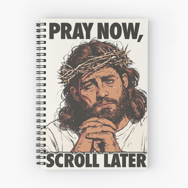 Item preview, Pray Now Scroll Later Jesus Crown of Thorns Meme designed and sold by Piotrek0001.