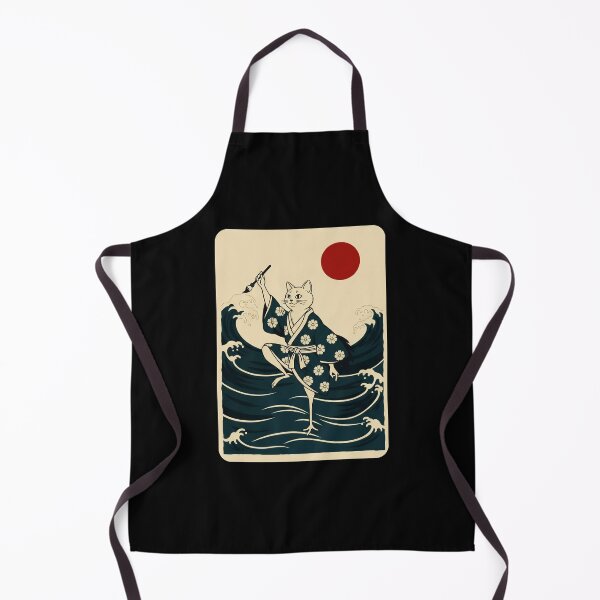 Item preview, Samurai Cat Riding Waves Japanese Style Illustration designed and sold by JordynLadukeg65.