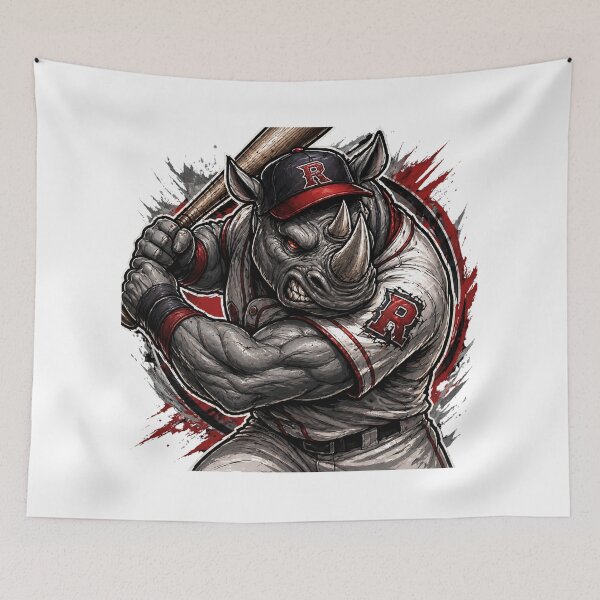 Item preview, Angry Rhino Baseball Batter Sports Mascot designed and sold by Pandora´s Box.