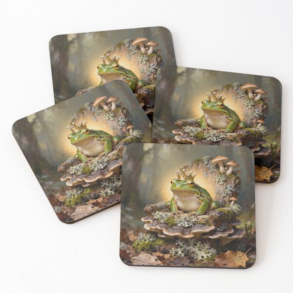 Item preview, Enchanted Frog King in Mushroom Forest | Whimsical Cottagecore Fantasy Art designed and sold by cr6zym1nd.