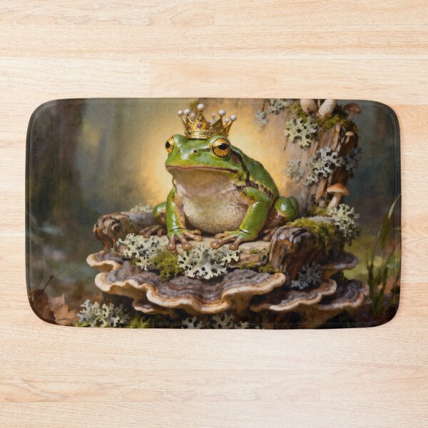 Item preview, Enchanted Frog King in Mushroom Forest | Whimsical Cottagecore Fantasy Art designed and sold by cr6zym1nd.