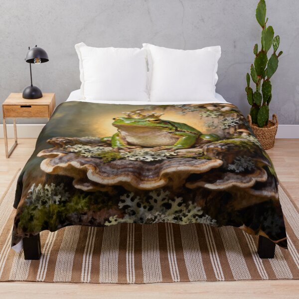 Item preview, Enchanted Frog King in Mushroom Forest | Whimsical Cottagecore Fantasy Art designed and sold by cr6zym1nd.