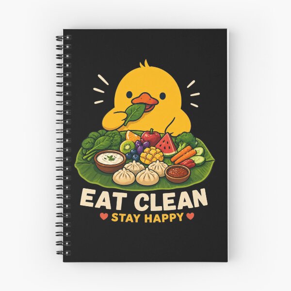 Item preview, Cute Duck eating foods in banana leaf traditional way  designed and sold by LineLoo.