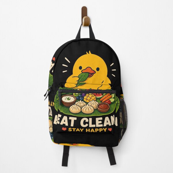 Item preview, Cute Duck eating foods in banana leaf traditional way designed and sold by LineLoo.