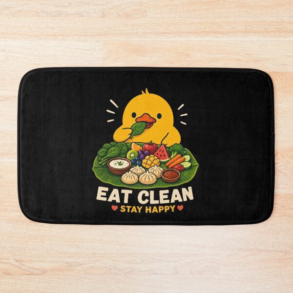 Item preview, Cute Duck eating foods in banana leaf traditional way  designed and sold by LineLoo.