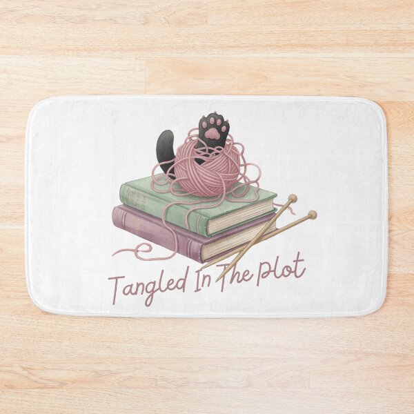 Item preview, Tangled In The Plot — Cat Paw Yarn Knitting Cozy Reader Tee designed and sold by kosimazaki.