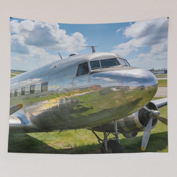 Item preview, Douglas DC-3 on Runway Yard – Classic Vintage Aircraft Wall Art Print designed and sold by BlareBlare.