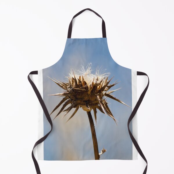 Item preview, Sunlit Dried Thistle Seed Head Against Blue Sky — Spiky Wildflower Macro Autumn Detail designed and sold by Nmallia.