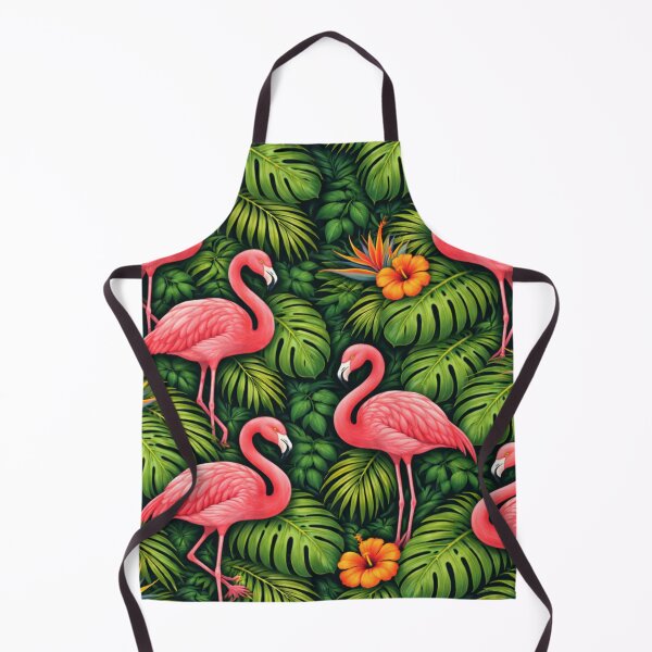 Item preview, Tropical Flamingo Pattern, Pink Flamingos Jungle Leaves, Monstera Palm Hibiscus Botanical Print, Exotic Summer Design designed and sold by TheSlowShore.