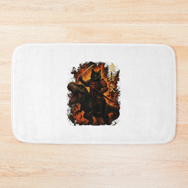 Item preview, Samurai Cat Riding Dinosaur Fire Battle Illustration designed and sold by titanlevi.