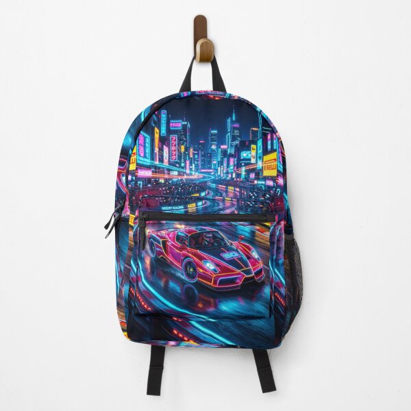 Item preview, Neon Supercar Speeding Through Cyberpunk City Streets designed and sold by RevUpDesign.