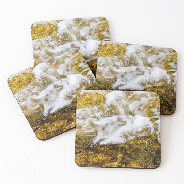 Item preview, Close-Up Of Sea Water Flowing Over Algae-Covered Rocks With White Surf And Foam designed and sold by Nmallia.
