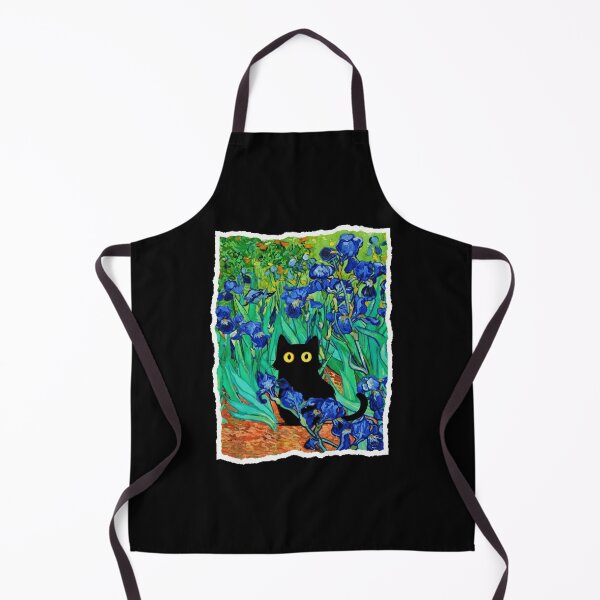 Item preview, Black Cat in Blue Irises Colorful Garden Illustration designed and sold by JordynLadukeg65.