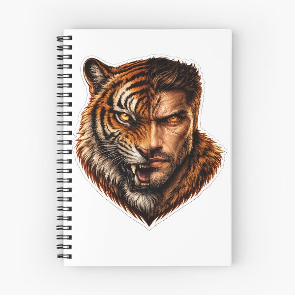 Item preview, Half Human Half Tiger Face – Fierce Hybrid Predator Streetwear Sticker designed and sold by KrishAuraa.
