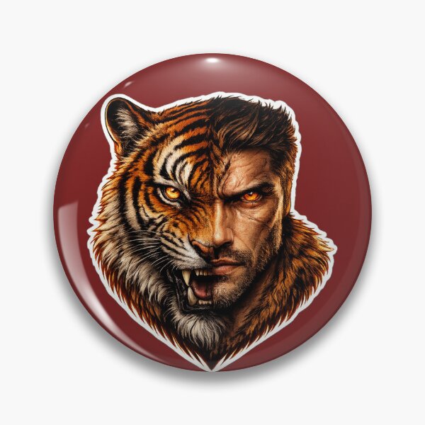 Item preview, Half Human Half Tiger Face – Fierce Hybrid Predator Streetwear Sticker designed and sold by KrishAuraa.