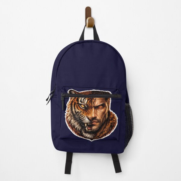Item preview, Half Human Half Tiger Face – Fierce Hybrid Predator Streetwear Sticker designed and sold by KrishAuraa.