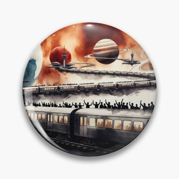 Artikelvorschau, Interstellar Express – Sonnensystem-Eisenbahn | Grok-generierte Science-Fiction-Sumi-E-Kunst entworfen und verkauft von The imaginary unit..