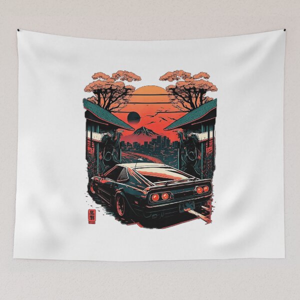 Item preview, Retro Japanese Drift Car Sunset Street  designed and sold by titanlevi.