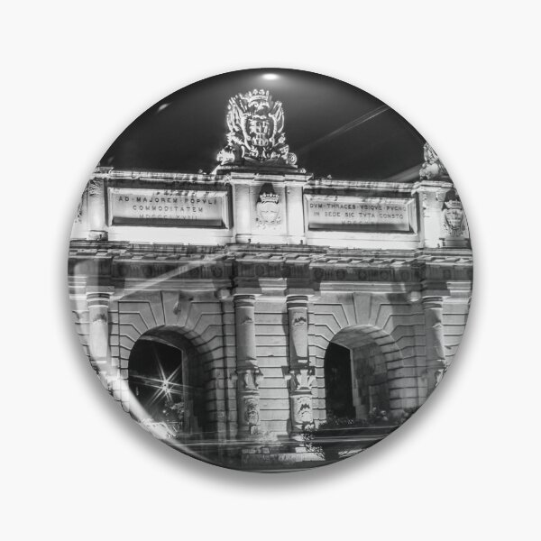 Item preview, Historic Triumphal Arch City Gate at Night in Dramatic Black and White Long Exposure designed and sold by Nmallia.