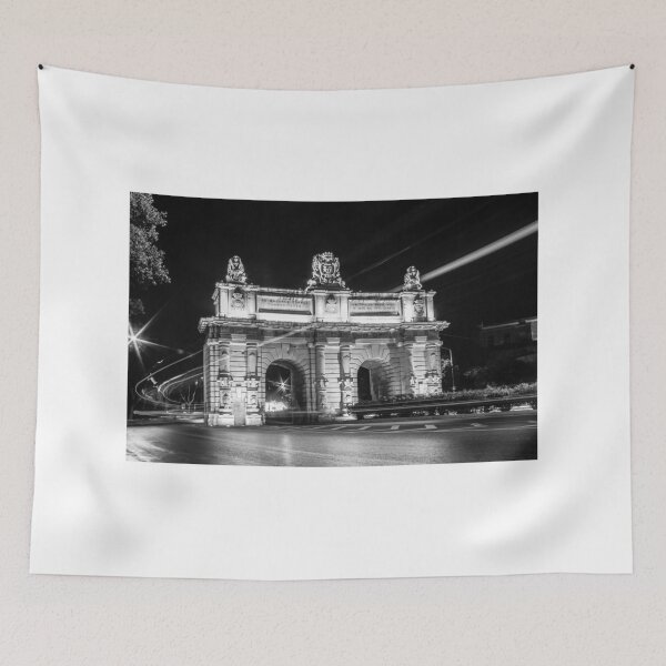 Item preview, Historic Triumphal Arch City Gate at Night in Dramatic Black and White Long Exposure designed and sold by Nmallia.