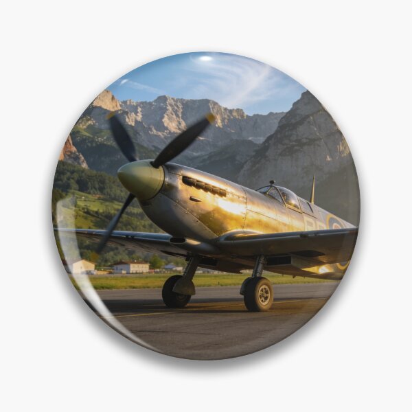 Item preview, Supermarine Spitfire with Mountain View – Iconic Warbird Impression Art Print designed and sold by BlareBlare.