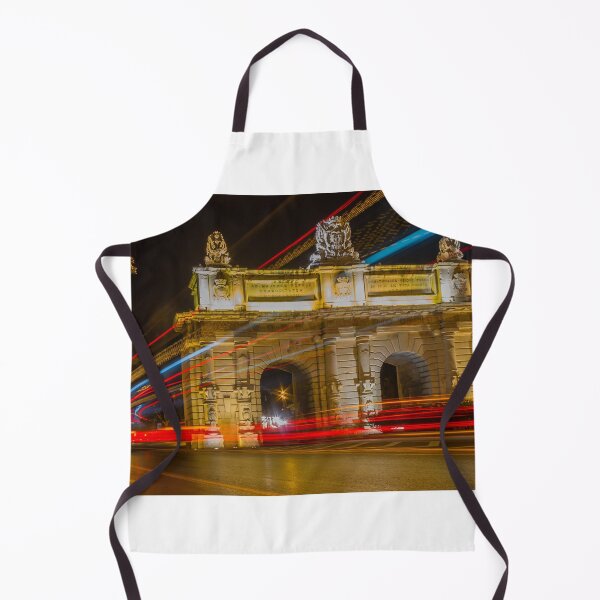 Item preview, Nighttime Long Exposure Of Historic City Arch With Colorful Light Trails And Passing Traffic designed and sold by Nmallia.
