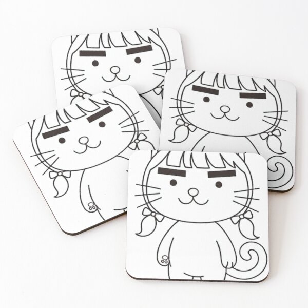 Item preview, Funny Cat Girl with Bold Eyebrows designed and sold by Komatoya.