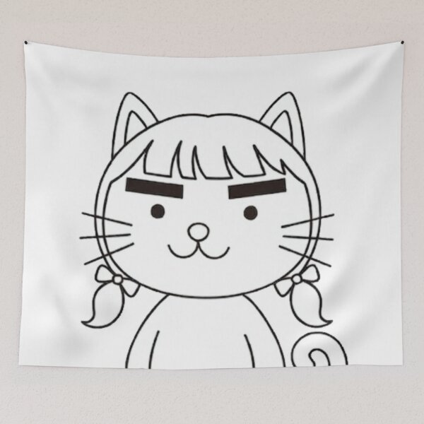 Item preview, Funny Cat Girl with Bold Eyebrows designed and sold by Komatoya.