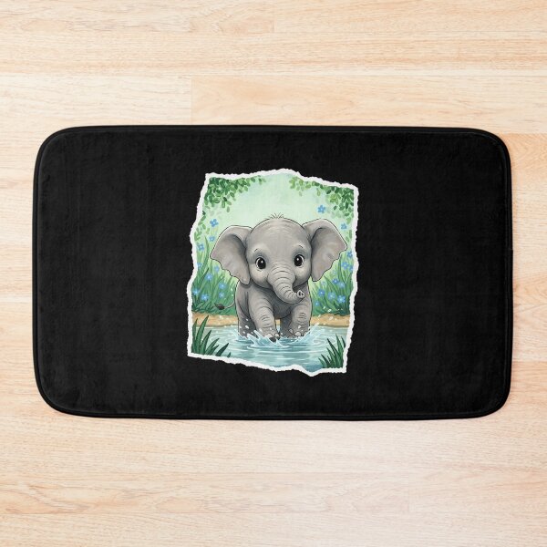 Item preview, Cute Baby Elephant Splashing Water Illustration designed and sold by JordynLadukeg65.