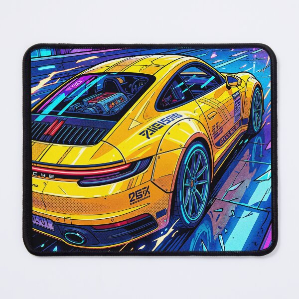 Item preview, Yellow Speed Machine Blasting Through Neon Future City Streets designed and sold by RevUpDesign.