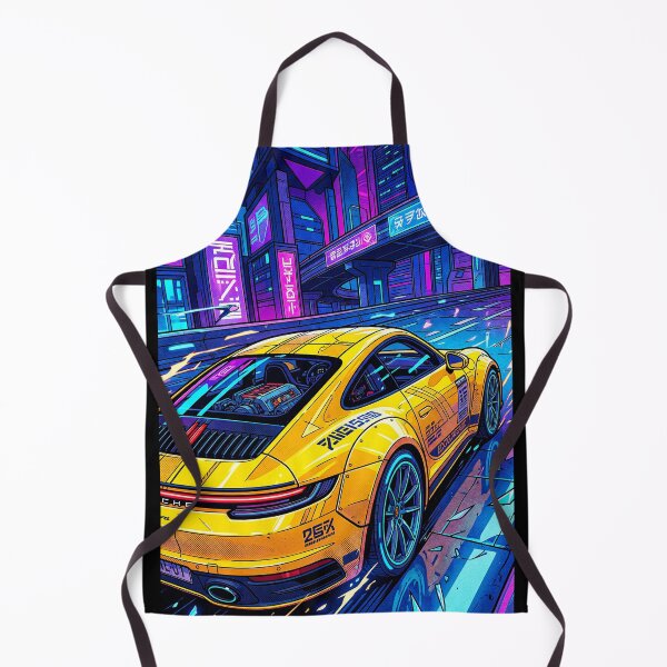 Item preview, Yellow Speed Machine Blasting Through Neon Future City Streets designed and sold by RevUpDesign.