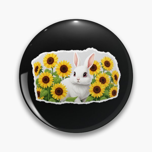 Item preview, Cute White Bunny with Sunflowers Floral Aesthetic designed and sold by JordynLadukeg65.