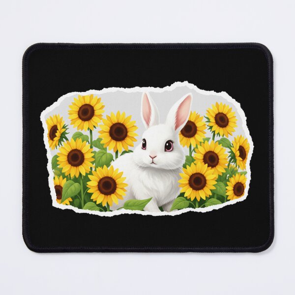 Item preview, Cute White Bunny with Sunflowers Floral Aesthetic designed and sold by JordynLadukeg65.