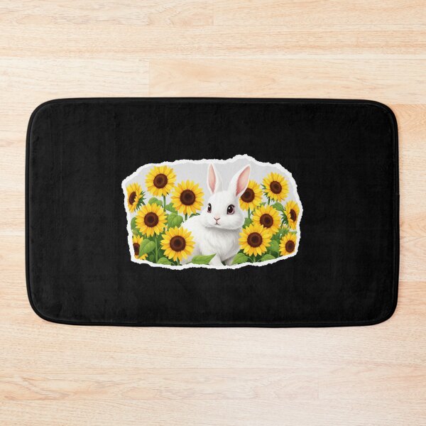 Item preview, Cute White Bunny with Sunflowers Floral Aesthetic designed and sold by JordynLadukeg65.