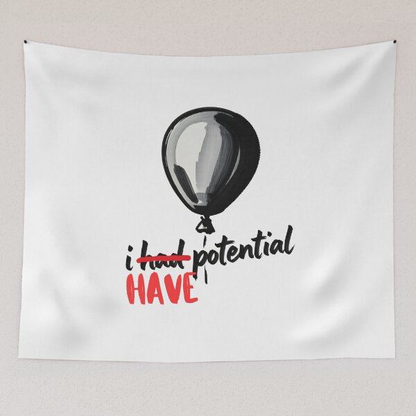 Item preview, I Have Potential – Dark Humor Balloon Design | Minimalist Sarcastic Quote designed and sold by ArcticFoxStudio.