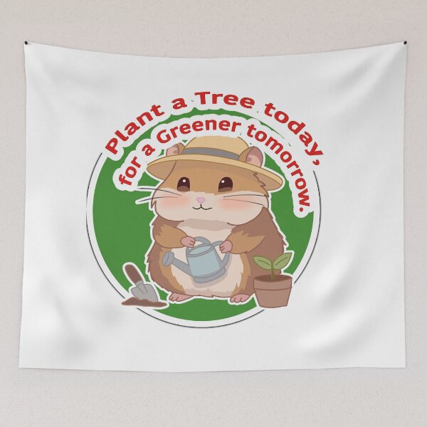 Item preview, Plant a Tree Today for a Greener Tomorrow Hamster Sticker – Cute Kawaii Gardening Hamster Eco Friendly Design designed and sold by pn_terest.