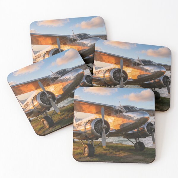Item preview, Ford Trimotor on Coastal Cliff – Ocean View Vintage Airplane Artwork designed and sold by BlareBlare.
