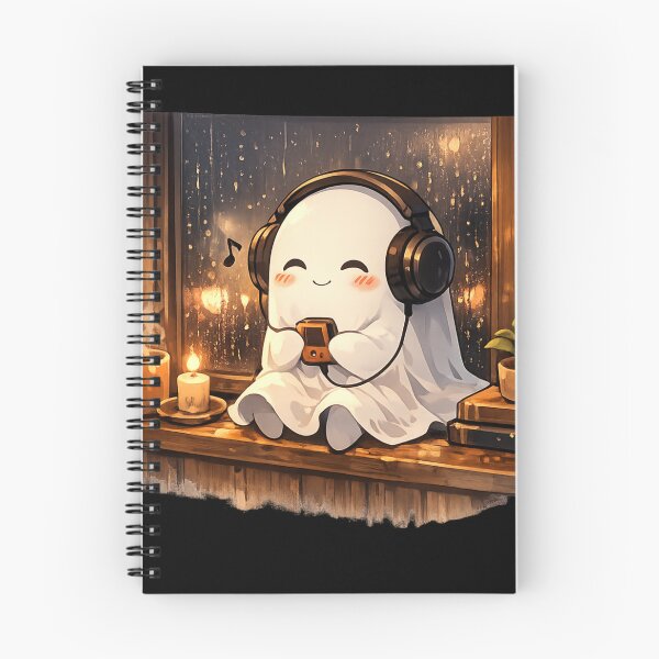 Item preview, Cute Ghost Listening Music | Cozy Rainy Night Lo-fi Aesthetic | Kawaii Ghost Sticker / T-Shirt Design designed and sold by Sarvionstudio.