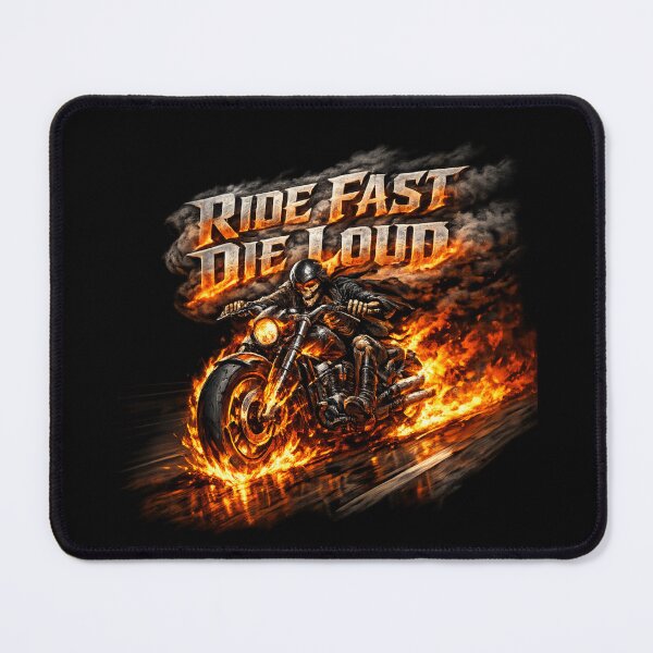 Item preview, Ride Fast Die Loud - Flaming Skeleton Motorcycle Art designed and sold by MKreative Studio.